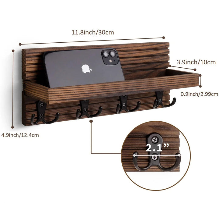 Rustic Wooden Key Organizer Wall Holder 4
