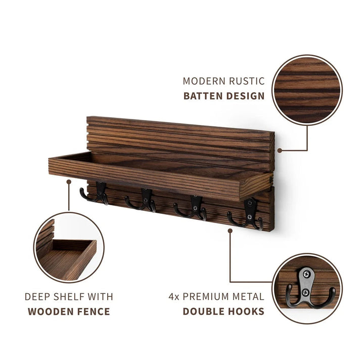 Rustic Wooden Key Organizer Wall Holder 5