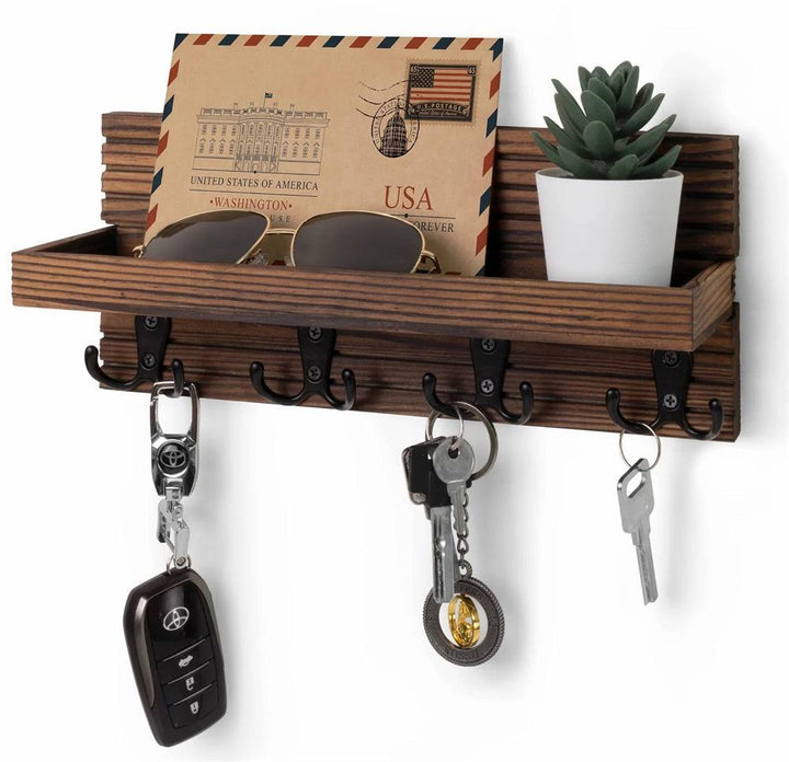 Rustic Wooden Key Organizer Wall Holder 1