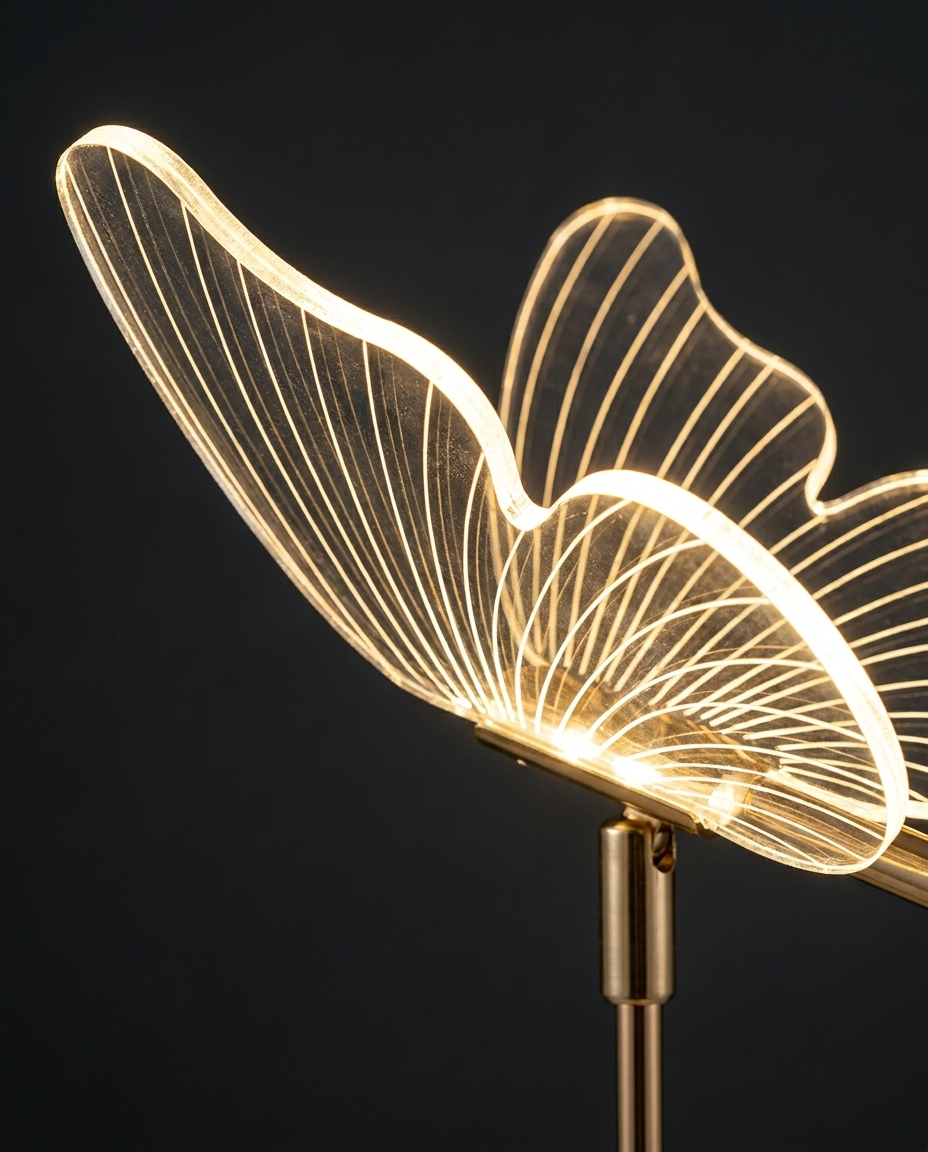 Gilded Acrylic Butterfly Lamp wing detail